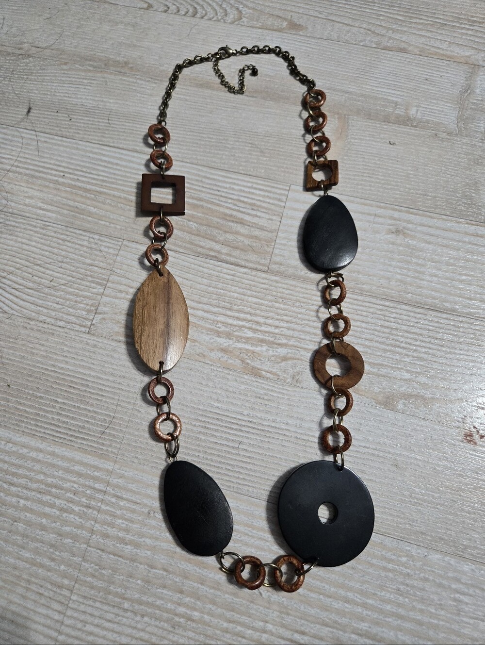 Vintage Boho Chunky Wooden Statement Necklace
